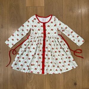 Swoon Baby Floral Long Sleeve Dress with Red Accents